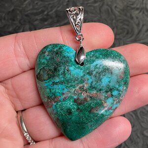 Chrysocolla Malachite Heart Pendant Stone Crystal Jewelry